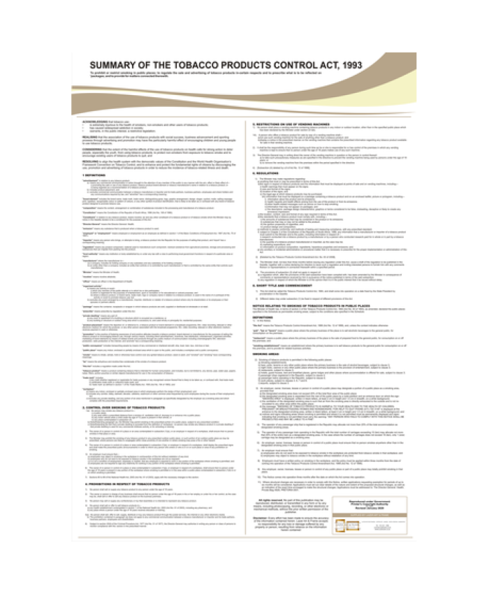 Tobacco Products Control ACT, 1993 Poster